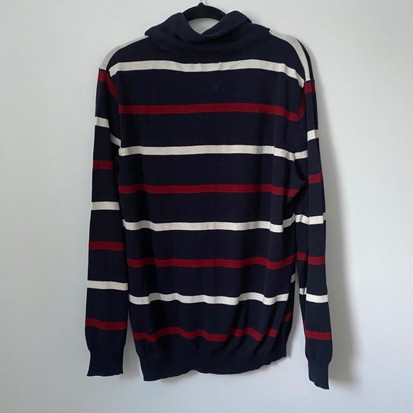 Springfield Men's Navy Striped Cowl Neck Sweater - Picture 4 of 5